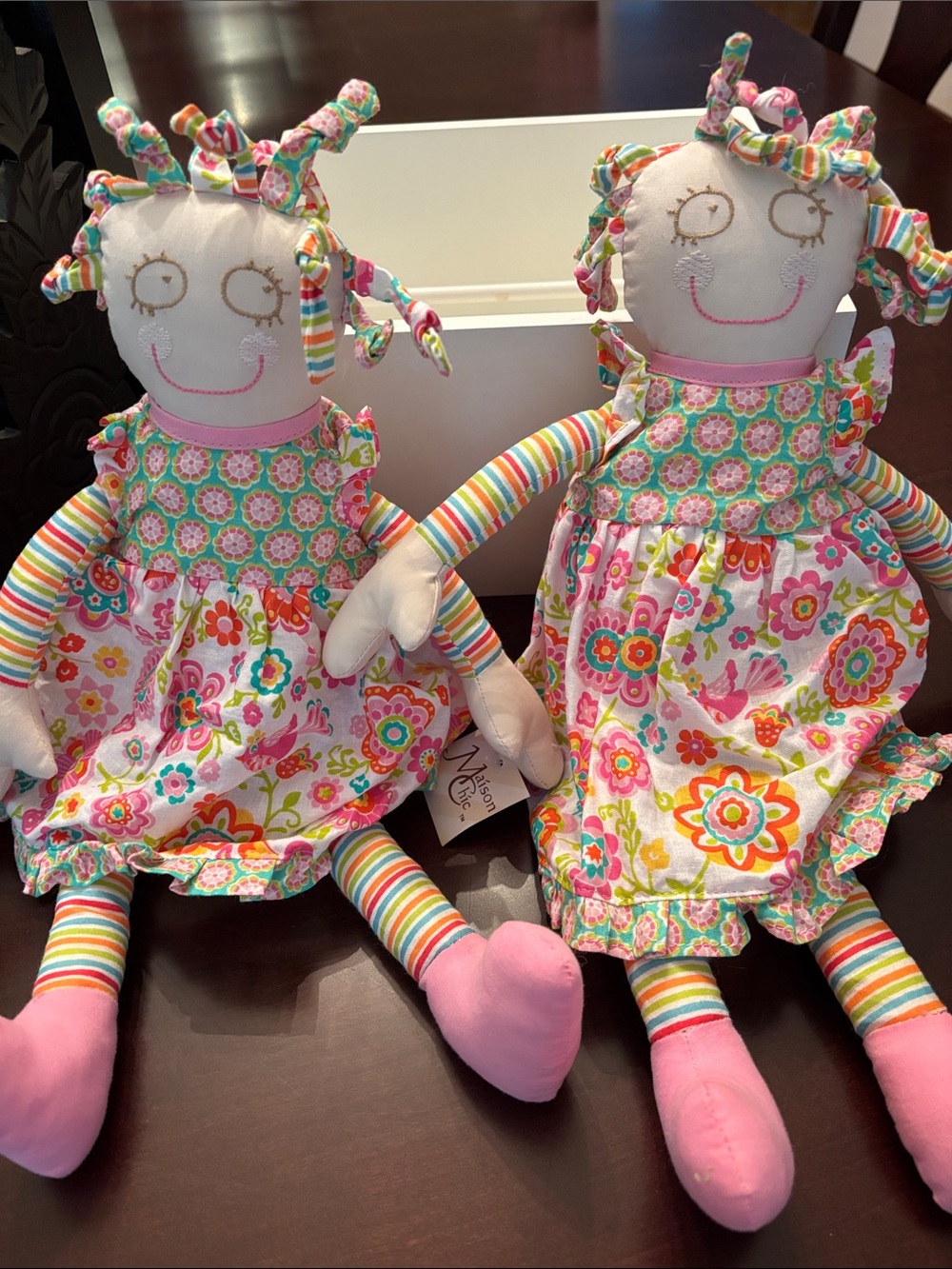 “Mollie” dressed crazy doll.  Maison Chic.  Rag Doll for Kids - Pink Multi-Color